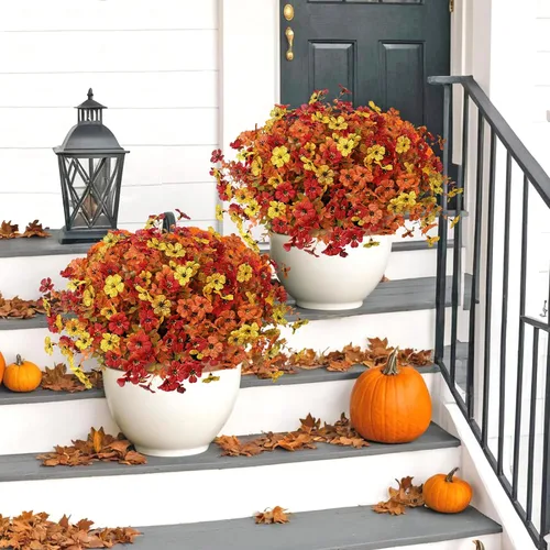 Vista 5 de Flores de otoño artificiales para decoración, flores de otoño