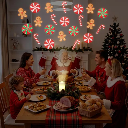 Vista 6 de Proyector de velas sin llama de Navidad, proyector de dulces para interiores, vela LED para vacaciones, funciona con pilas, luz nocturna