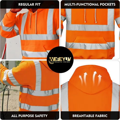Vista 4 de wefeyuv Hi Vis - Sudaderas de visibilidad reflectante de color liso para hombre
