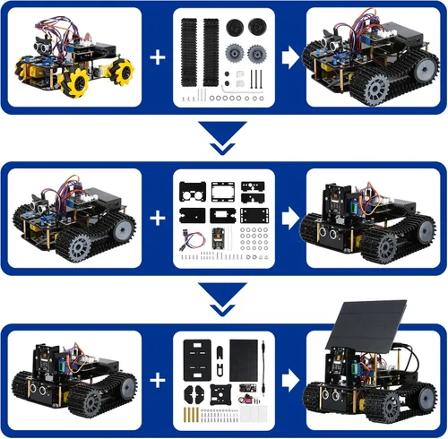 Vista 8 de Kit de tanque de robot solar con cámara inteligente ESP32 5 en 1, kit de robótica de juguete STEM para niños de 8 a 16 años, aplicación y control