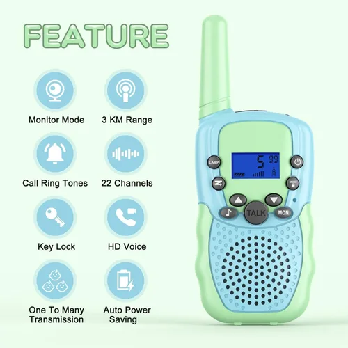 Vista 3 de Selieve Walkie Talkies para niños recargables, juguetes para niños o niñas de 4 a 12 años, para interiores y exteriores, rango de 1.9 mi, 22