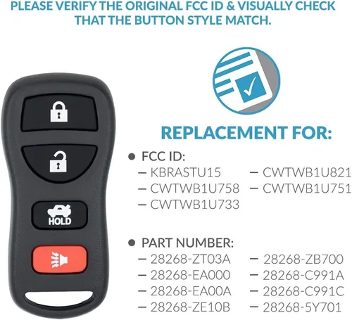 Vista 4 de Keyless2Go - Control remoto de repuesto para llave de automóvil para KBRASTU15 CWTWB1U733