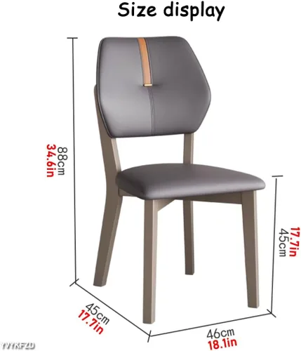 Vista 3 de YVYKFZD Solid Wood Dining Chairs Set, Leather Dining Room Chair, Armless Kitchen Chairs with Back, Upholstered Living Room Chair, for Bedroom Dark