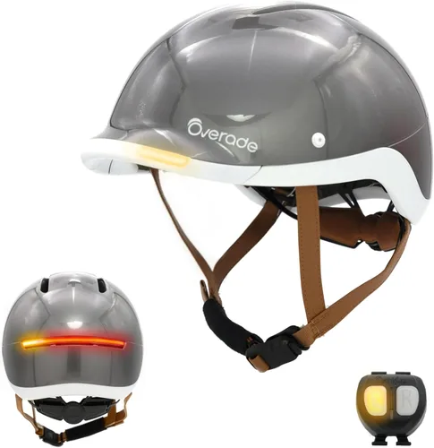 Vista 11 de Overade Casco salvavidas para bicicletas y e-scooters, con potente iluminación delantera/trasera, función intermitente, talla única