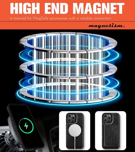 Vista 3 de LOHASIC Funda tipo cartera para iPhone 16 Pro Max, MagSafe, tarjetero, color negro