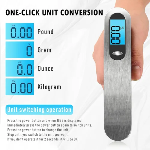 Vista 2 de Báscula de equipaje, nueva báscula digital portátil 2.0 para maleta con carga USB, báscula de equipaje de 110 libras110.2 lbs con gancho, báscula