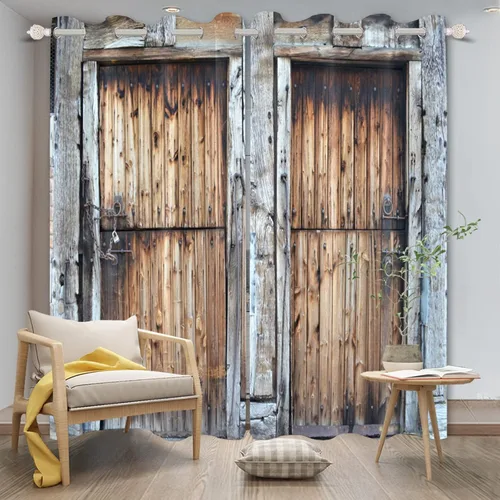 Vista 37 de Cortinas rústicas para ventana de puerta de granero, puerta de madera gris, puerta de garaje, tratamiento de ventana para sala de estar, dormitorio