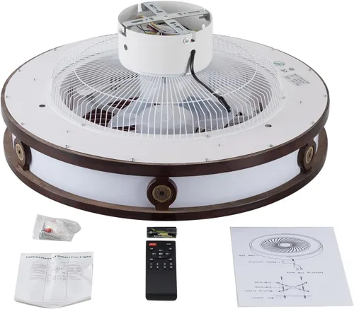 Vista 8 de LOYALHEARTDY Ventilador de techo rojo de 20 pulgadas con control remoto de luz LED, temporizador de 6 velocidades de 1/2/4 horas, silencioso