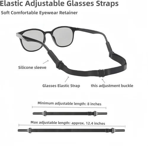 Vista 5 de Retenedores elásticos ajustables para gafas de lectura, gafas de miopía, gafas de sol deportivas
