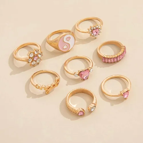 Vista 5 de Le Roux Nails - Anillos apilables para mujer, anillos de moda, Metal no precioso, estrás