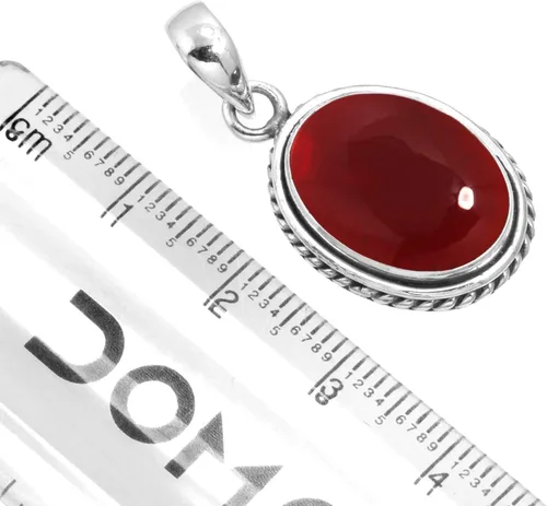 Vista 2 de JEWELOPORIUM Colgante de plata de ley 925 hecho a mano para mujer, 12 x 16 pulgadas, piedra preciosa ovalada, joyería para regalo (99548_P)