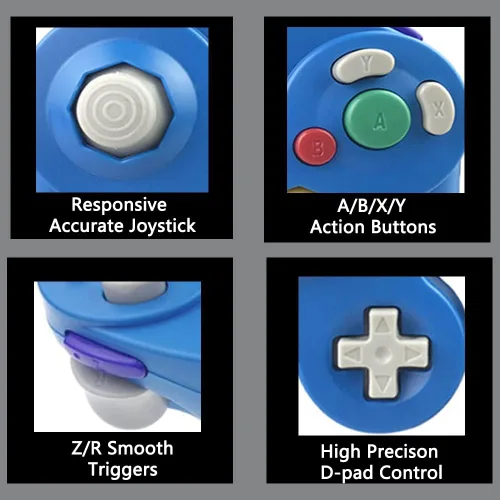 Vista 2 de Reiso Classic NGC Wired USB Controller for Windows PC MAC(blue1)
