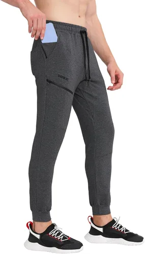 Vista 5 de BROKIG Men's Joggers Tapered Athletic Pants Double Zipper Pockets Slim Fit Workout Sweat Pants Casual Gym Running Bottom