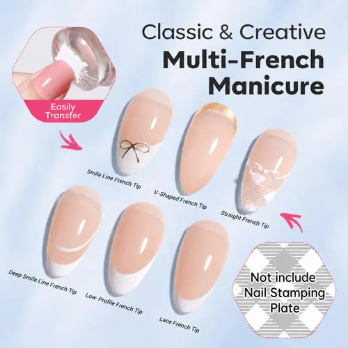 Vista 4 de Modelones Herramienta de punta francesa: 6 piezas de sellos de uñas francesas, kit de manicura francesa adecuado para bricolaje junto con esmalte