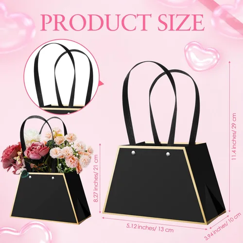 Vista 2 de Noveread 24 bolsas de regalo florales de barra floral a granel, bolsa de ramo de flores, bolsa de papel de regalo con asa, caja de centro de mesa