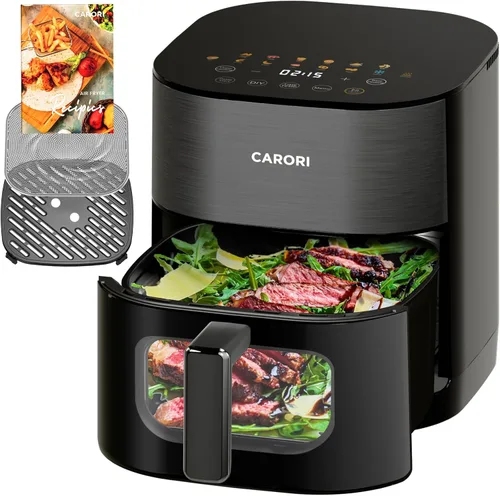 Vista 11 de CARORI Freidora de aire de 6 cuartos con ventana de visión, 12 preajustados, gran capacidad, 400 ℉ máximo crujiente, 1700 W comidas rápidas incluso