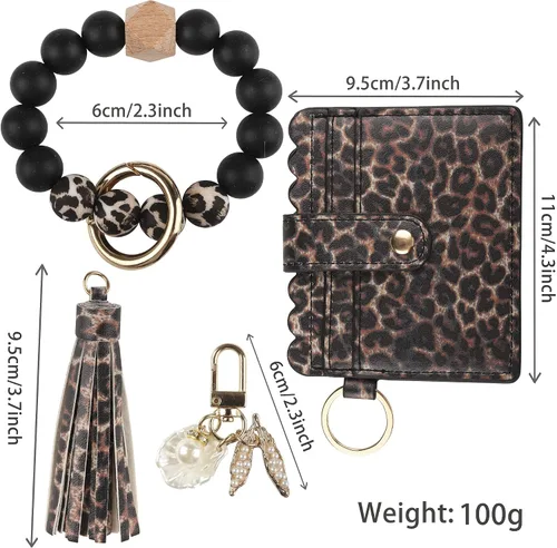 Vista 2 de Guran Llavero de pulsera, cartera, tarjetero con borla, llavero para mujer