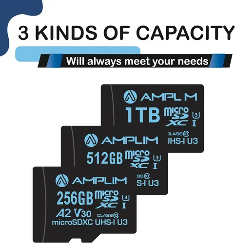 Vista 6 de Tarjeta Micro SD de 256 GB 2 tarjetas de memoria de 256 GB Plus adaptador, extremadamente alta velocidad 170MB/S A2 MicroSDXC U3 Clase 10 V30 2X