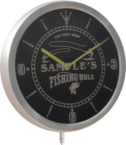 Vista 2 de AdvPro ncqx-tm - Reloj de pared LED personalizado con diseño de agujero de pesca con mosca