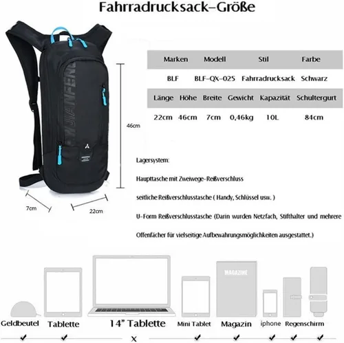 Vista 6 de WINDCHASER Mochila de ciclismo, 6L Mochila de bicicleta Bolsa transpirable para senderismo Ciclismo Esquí