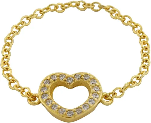 Vista 3 de Cubic Zirconia Hollow Heart Chain Ring Sterling Silver (Color Options, Sizes 4-10)
