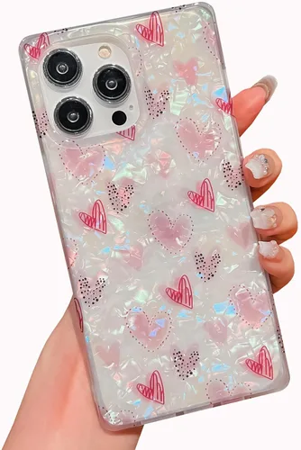 Vista 19 de Funda compatible con iPhone 14 Pro con borde rectangular, bonita funda protectora de lujo con pintura al óleo y flores para mujeres y niñas, funda