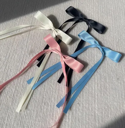 Vista 5 de 10 accesorios para el cabello de BetterJonny : pasadores con lazo con borla y cola larga para niñas, mujeres y adolescentes