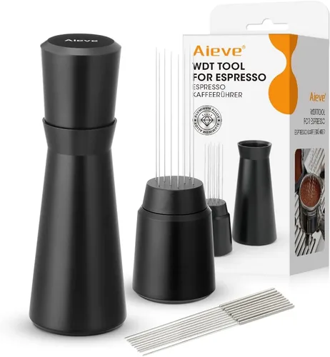 Vista 8 de Aieve WDT Tool Espresso, herramienta de distribución, accesorios de expreso, agitador de café de 10 agujas con soporte para barista