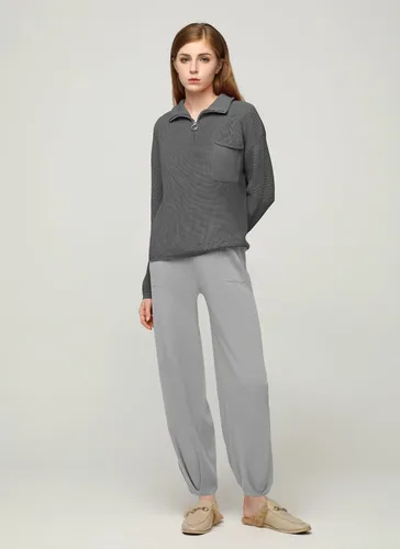 Vista 2 de softome Conjunto de 2 piezas para mujer, suéter de manga larga, con cremallera de 14, suéter de punto, pantalones casuales, conjunto de ropa