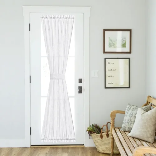 Vista 80 de NICETOWN - Cortinas de luz lateral para puerta de 72 pulgadas de largo para ventanas de lino, cortinas opacas para privacidad con protección contra
