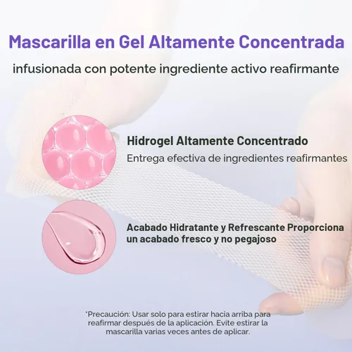 Vista 7 de Tension Up Mask - Máscara facial de colágeno coreano - Máscara de elevación de línea V - Hidratante, reafirmante y aprieta la piel para un contorno