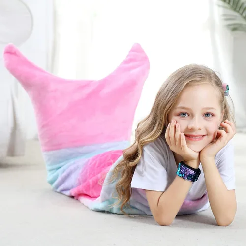 Vista 2 de VHOME Manta de Sirena para Niños - Cálida Manta para Sala de Estar y Sofá, Mantas Abraciciosas para Niños, Regalo de Cumpleaños