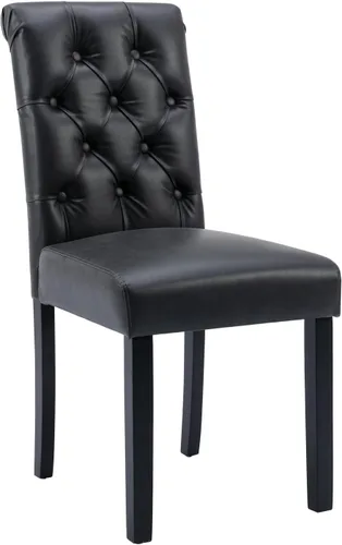 Vista 6 de Juego de 2 sillas de comedor tapizadas de piel sintética, sillas Parsons con respaldo alto, sillas laterales sin brazos para cocina y comedor