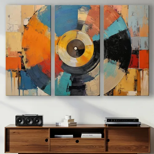 Vista 13 de LuxeWood Arte de Pared Musical en Lienzo - Impresiones Temáticas Musicales Medianas y Grandes para Sala de Estar, Oficina, Estudio, Airbnb