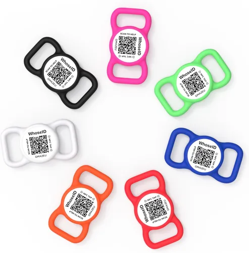 Vista 7 de Etiqueta para perro con código QR con NFC, etiqueta de identificación personalizada de mascota, etiqueta de identificación de perro de silicona