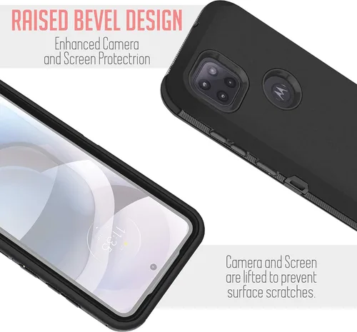 Vista 6 de Jackpot inalámbrico compatible para Motorola One 5G ACE Moto G 5G con clip de cinturón giratorio, protector de pantalla integrado, protección