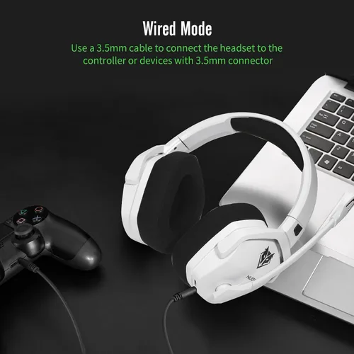 Vista 6 de Docooler G06 Auriculares inalámbricos para juegos con micrófono para PS4 PS5 PC Auriculares sobre la oreja con cancelación de ruido Batería de larga