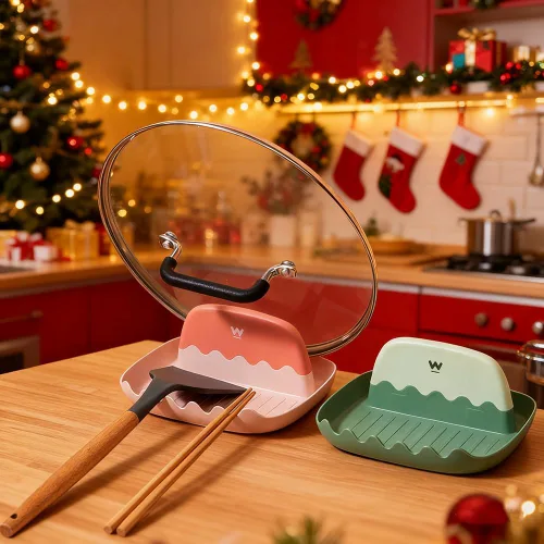 Vista 2 de Paquete de 2 Soportes para Tapa y Cuchara para Encimera de Cocina, Soporte para Cucharón/Espátula/Cuchara de Cocina para Estufa, Descanso