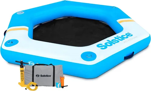 Vista 10 de SOLSTICE Circular Mesh Hangout Ring Inflatable Dock, Floating Water Raft Platform