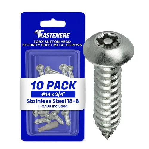 Vista 17 de Fastenere Tornillos de Chapa Metálica de Seguridad Torx - #6 x 1-1/2" (paquete de 25) con cabeza de botón, resistentes a manipulaciones, tornillos