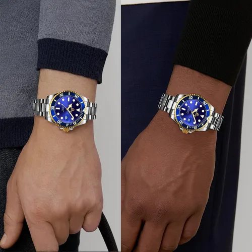 Vista 4 de LN LENQIN Reloj de cuarzo analógico impermeable para hombre, de acero inoxidable, con fecha, luminoso, a la moda