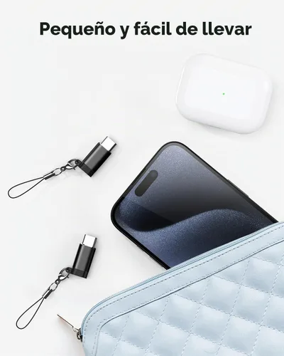 Vista 8 de Paquete de 4 adaptadores Lightning a USB C para iPhone 15/16 Pro Max/Plus, Samsung S24, iPad Air, carga rápida y transferencia de datos, cable