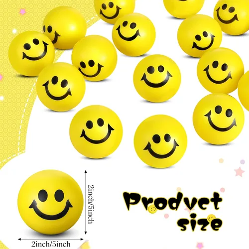 Vista 2 de Vinsot 100 bolas de estrés de cara sonriente a granel de 2 pulgadas, mini juguetes de espuma para el regreso a clases, recompensas para el aula