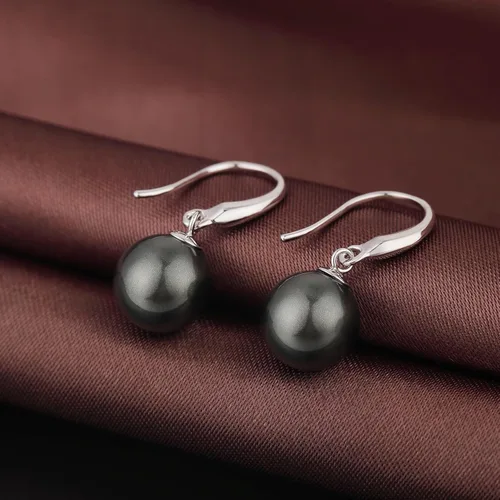 Vista 6 de Jiamiaoi Aretes colgantes de perlas de plata de ley 925 para mujer de 8 a 0.394 in