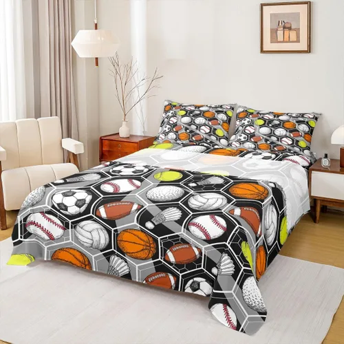 Vista 22 de Erosebridal Juego de sábanas deportivas de tamaño individual, sábanas de béisbol y fútbol, bolsillo profundo, para fútbol, baloncesto, rugby, ropa