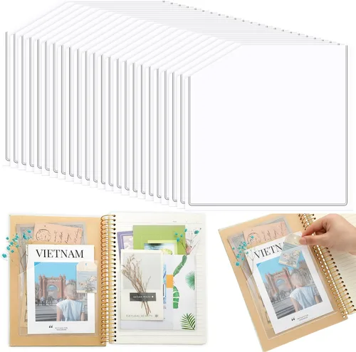 Vista 8 de Tinlade 6 piezas de bolsillos adhesivos transparentes para esquinas de 6 x 6 pulgadas, fundas adhesivas con bolsillos autoadhesivos