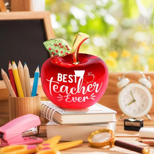 Vista 3 de Yookeer Regalos de agradecimiento para profesores, pisapapeles acrílico de manzana de 3 pulgadas, el mejor regalo para profesores, regalo