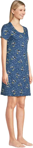 Vista 4 de Lands' End Camisón de algodón de manga corta hasta la rodilla para mujer