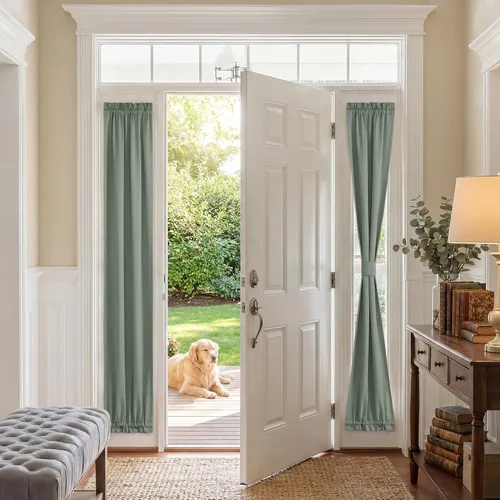 Vista 16 de PONY DANCE Persianas para puertas – Paneles opacos para tratamiento de ventanas, cortinas sólidas de alta resistencia con bolsillo para barra