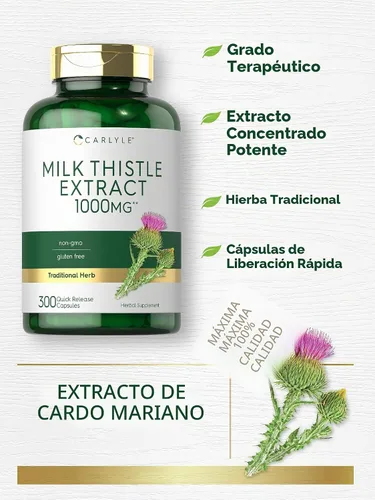 Vista 3 de Carlyle Cardo mariano 300 cápsulas Extracto sin OMG, sin gluten